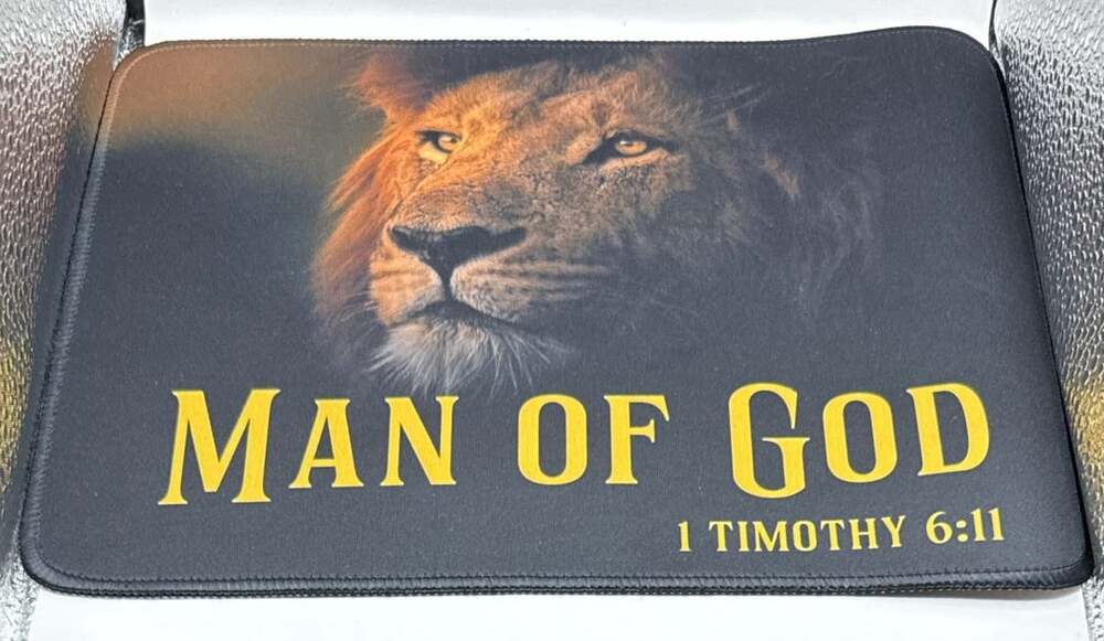 Man of God 1 Timothy 6:11 Lion Desk Mouse Pad